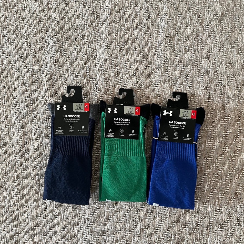 Under Armour unisex 3 pairs UA Soccer cushioned over the calf socks